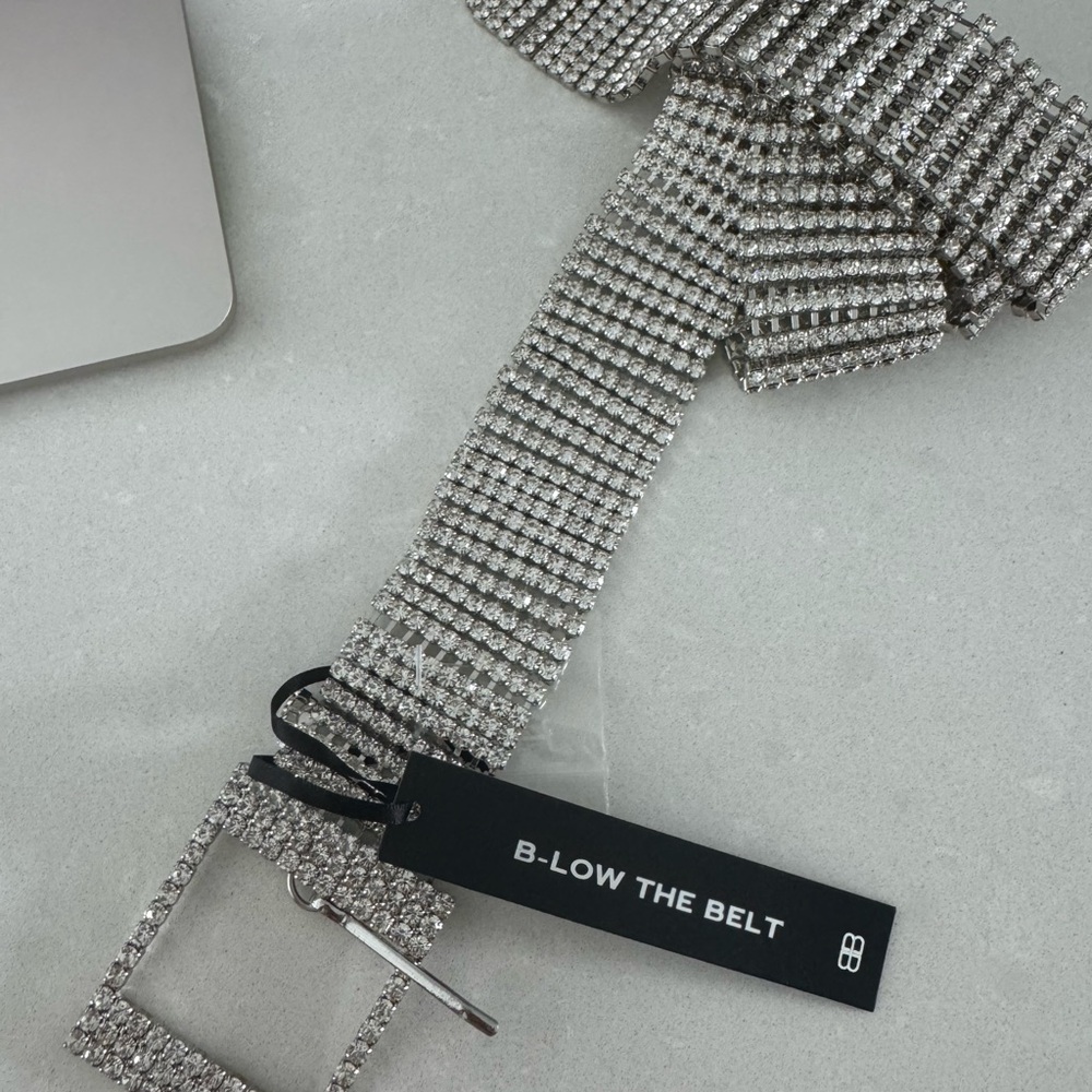 B-Low the Belt Silver Rhinestone Belt